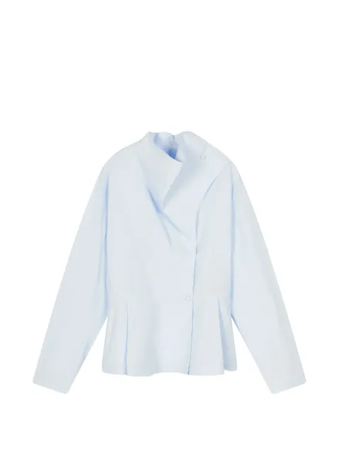 LESS wrap-collar peplum-hem shirt