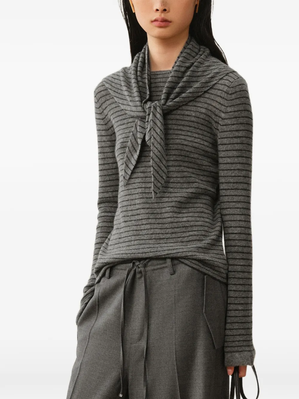 Less Striped Cashmere Sweater In Grey