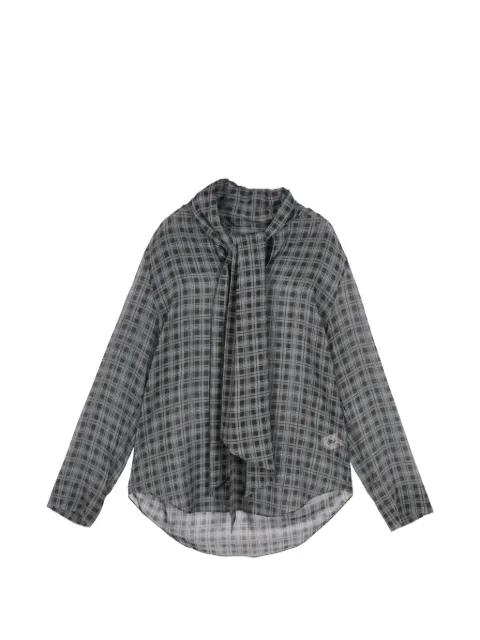 LESS plaid scarf-tie blouse