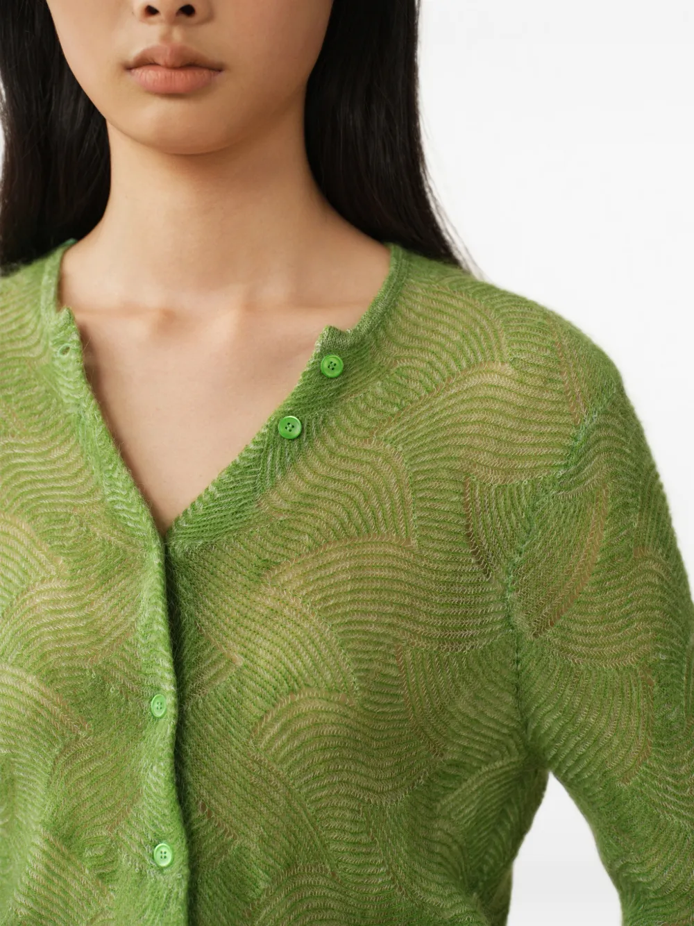 Less Wave-pattern Cardigan In Gray