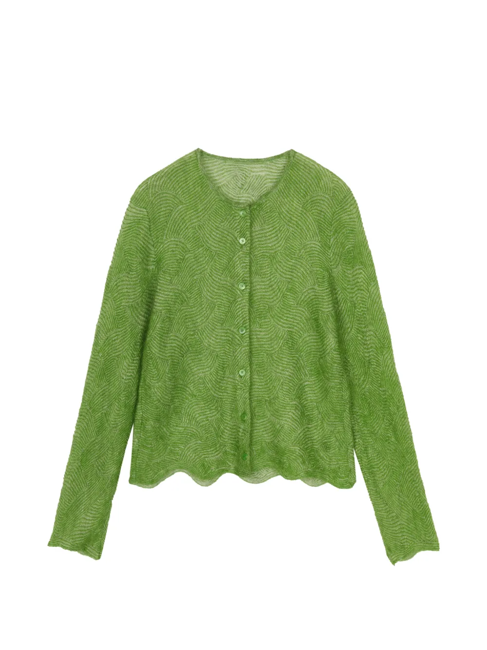 Less Wave-pattern Cardigan In Green