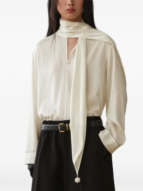 LESS scarf-collar long-sleeve blouse