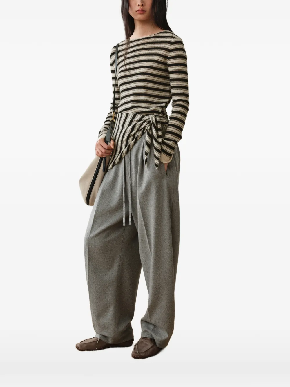 Less Striped Tie-waist Sweater In Neutrals