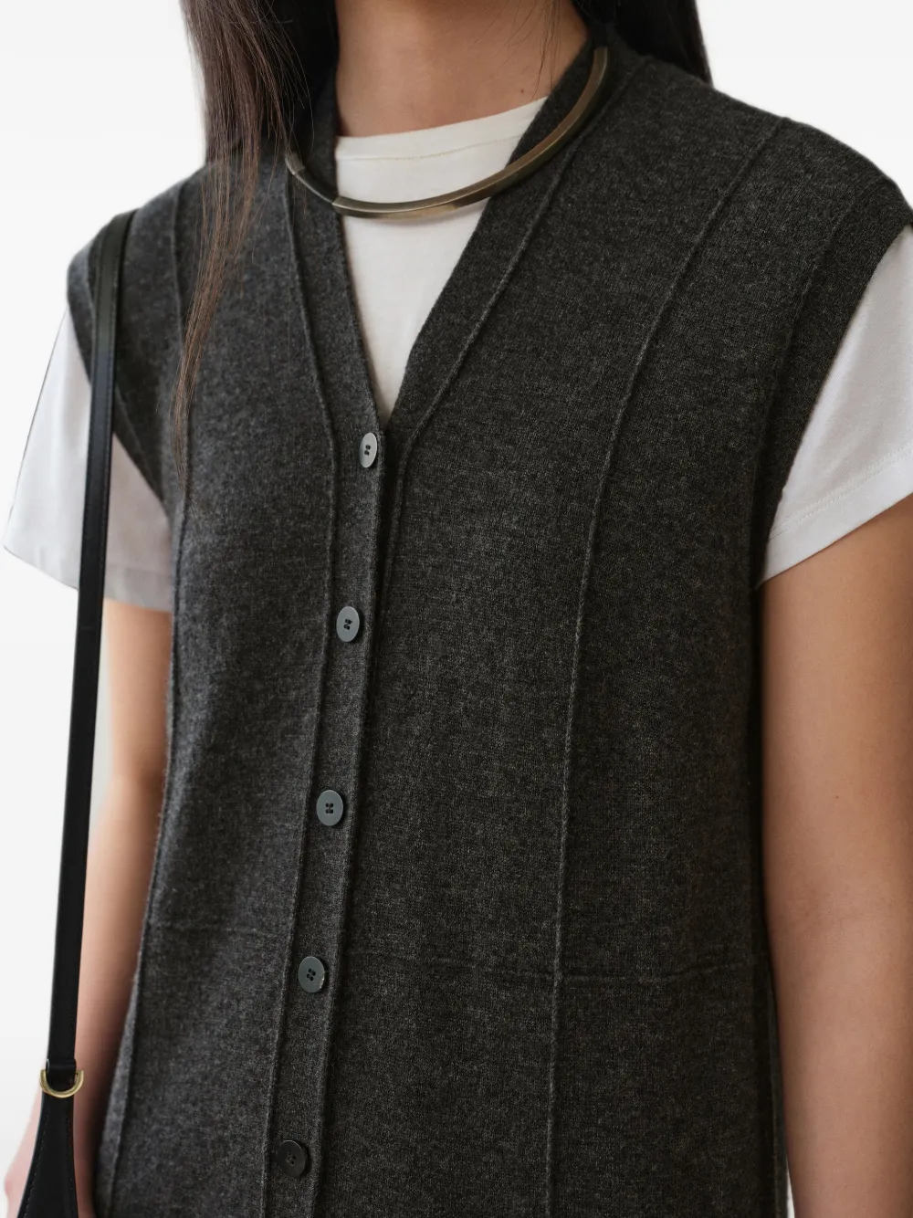 LESS Mouwloze button-up mini-jurk Grijs