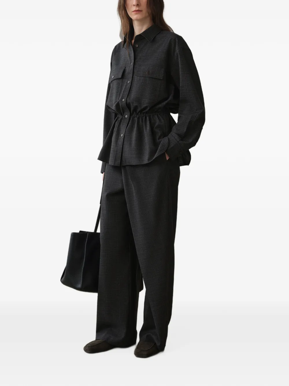 LESS Geruite broek met wikkel-design Grijs