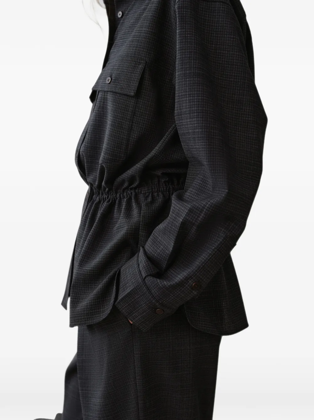 LESS Geruite broek met wikkel-design Grijs