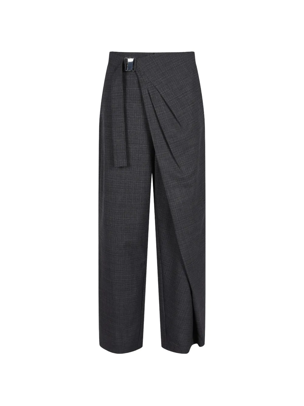 Less Plaid Wrap-design Trousers In Grey