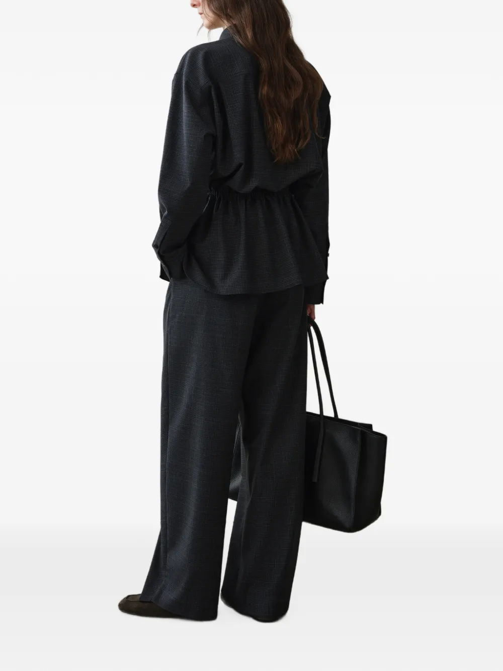 LESS Geruite broek met wikkel-design Grijs