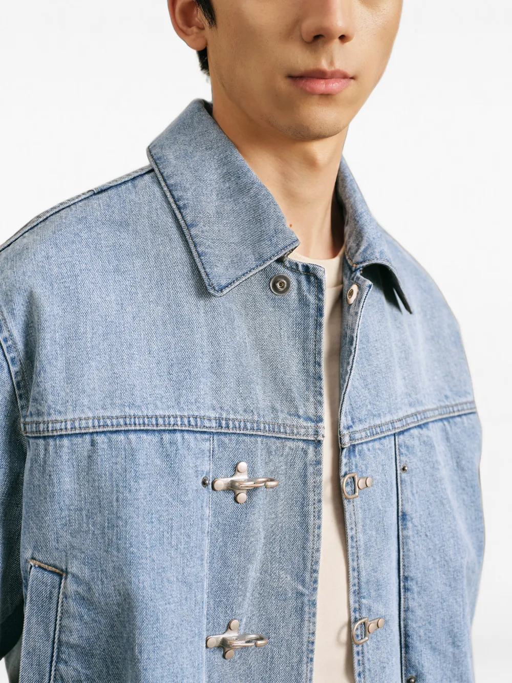 CROQUIS Denim jack met karabijnsluiting Blauw