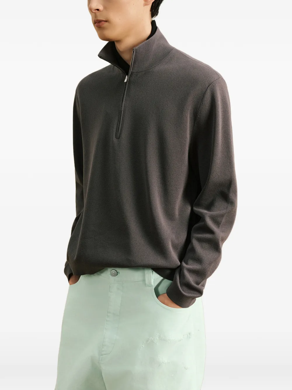 CROQUIS brushed loose-fit jeans Groen