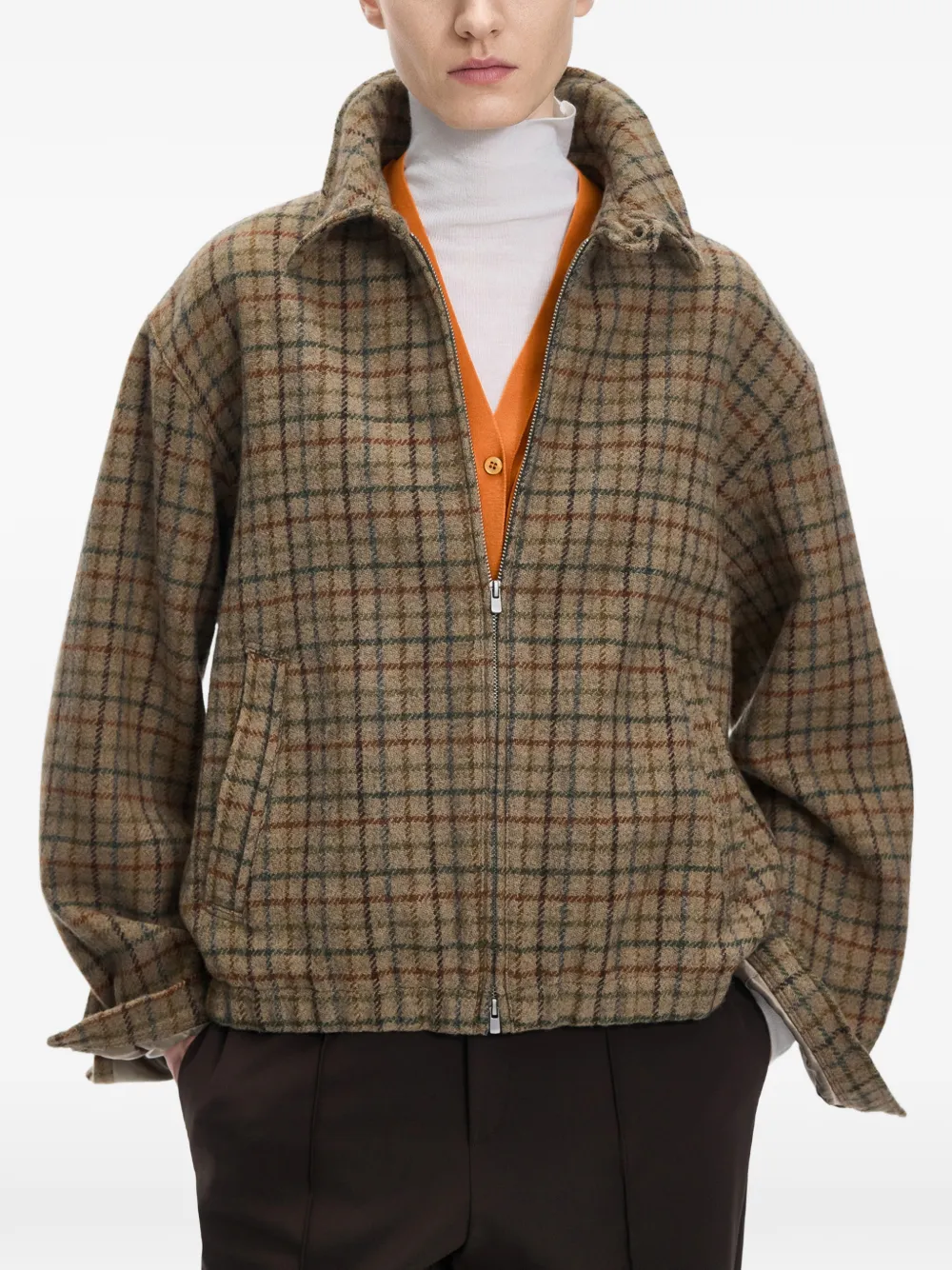 JNBY Geruit wollen jack Beige
