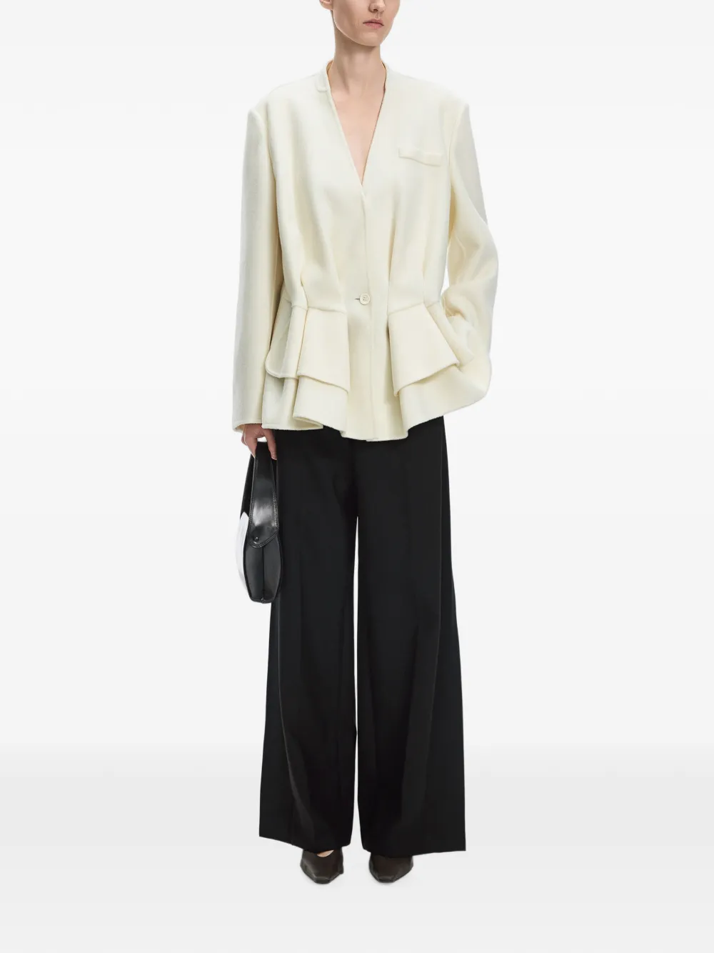 JNBY Kraagloze blazer met gelaagde zoom Beige