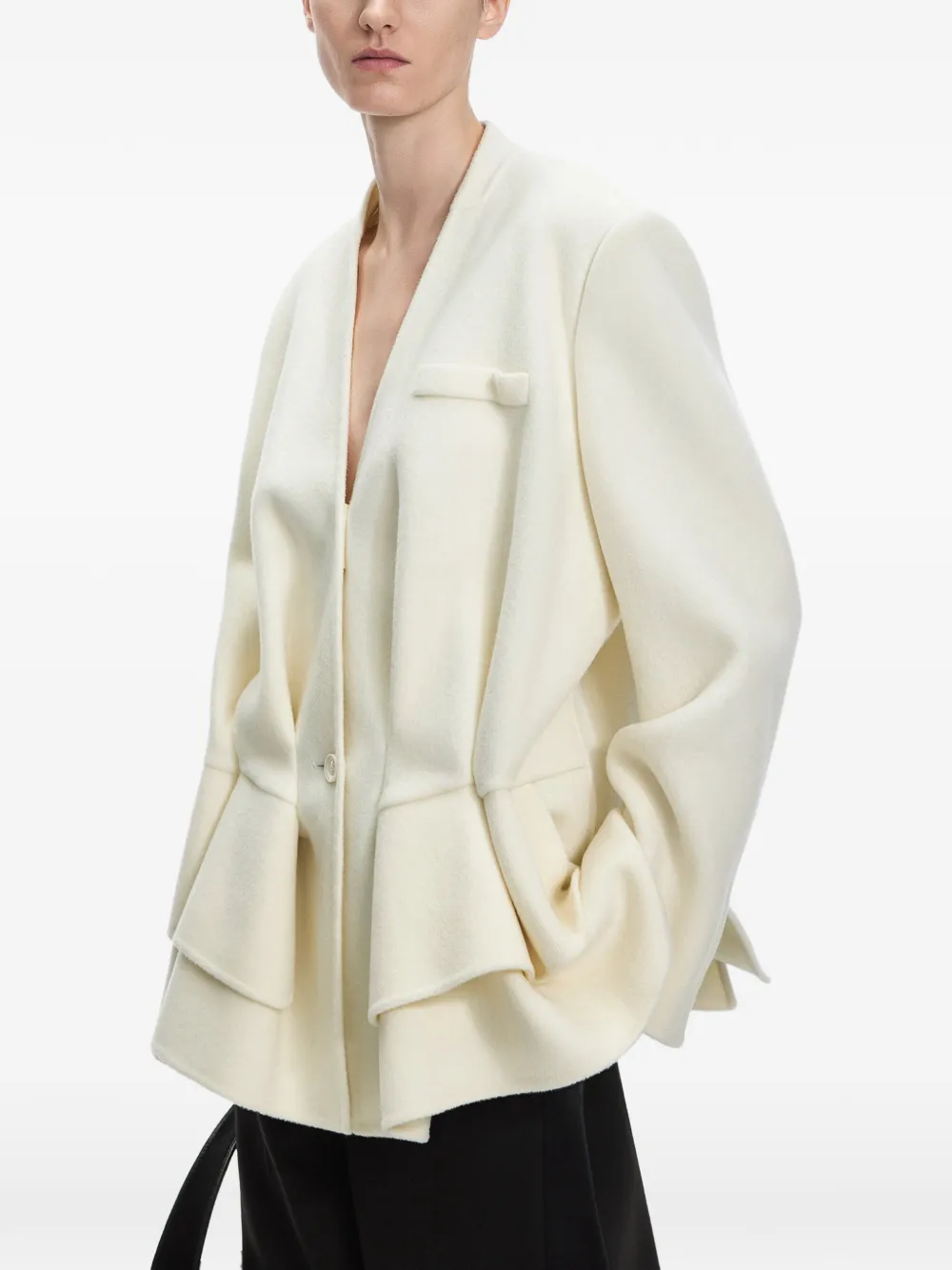 JNBY Kraagloze blazer met gelaagde zoom Beige