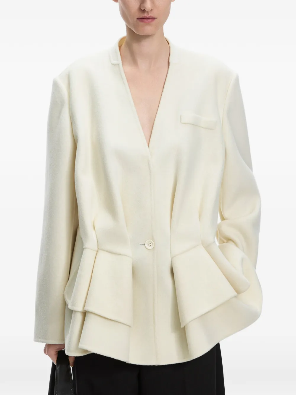 JNBY Kraagloze blazer met gelaagde zoom Beige