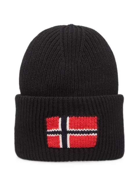 Napapijri Evei ribbed-knit logo-patch beanie hat