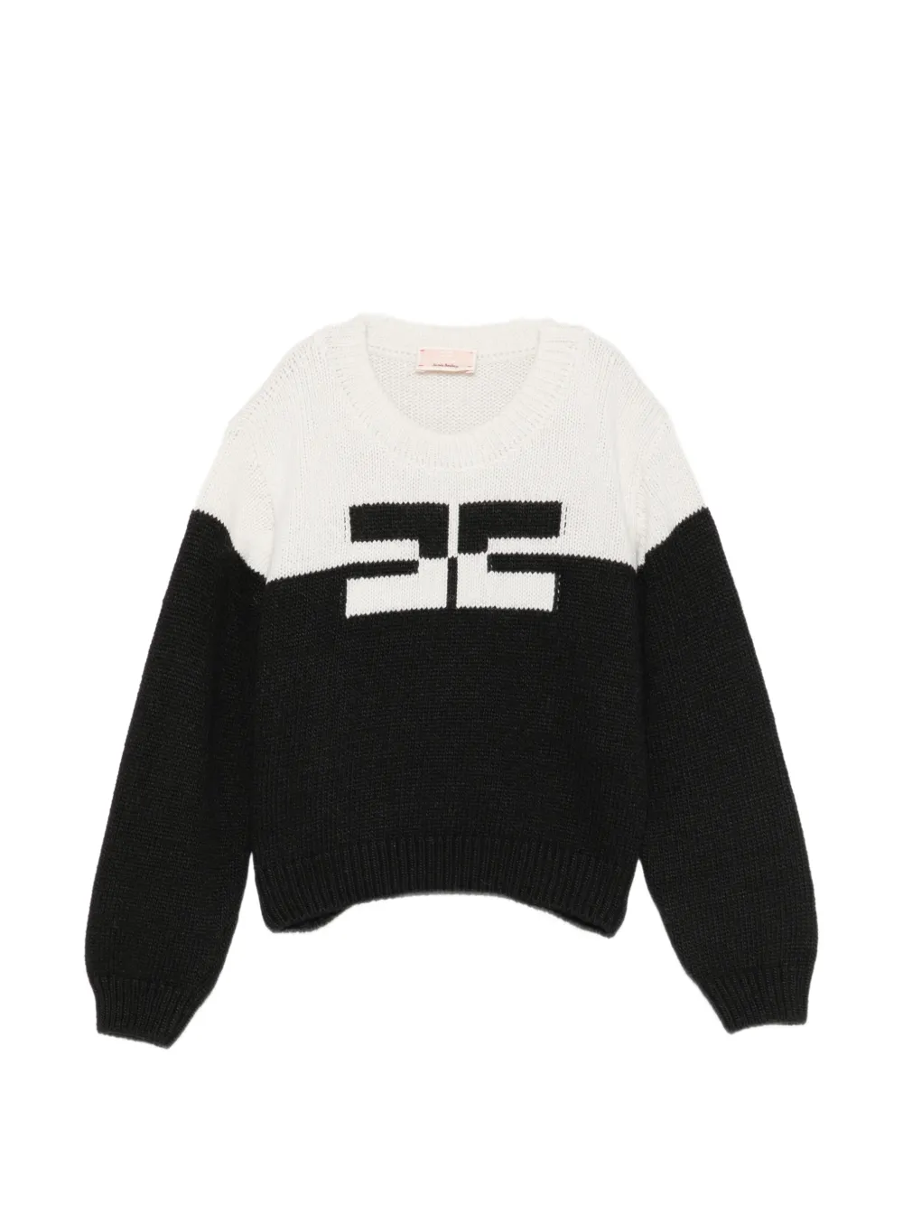 Elisabetta Franchi La Mia Bambina pull colour block à logo en intarsia - Noir