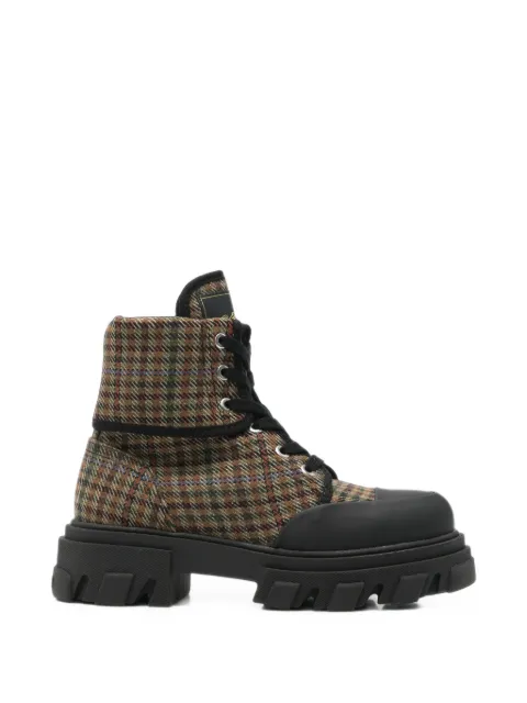GANNI check-pattern lug-sole boots