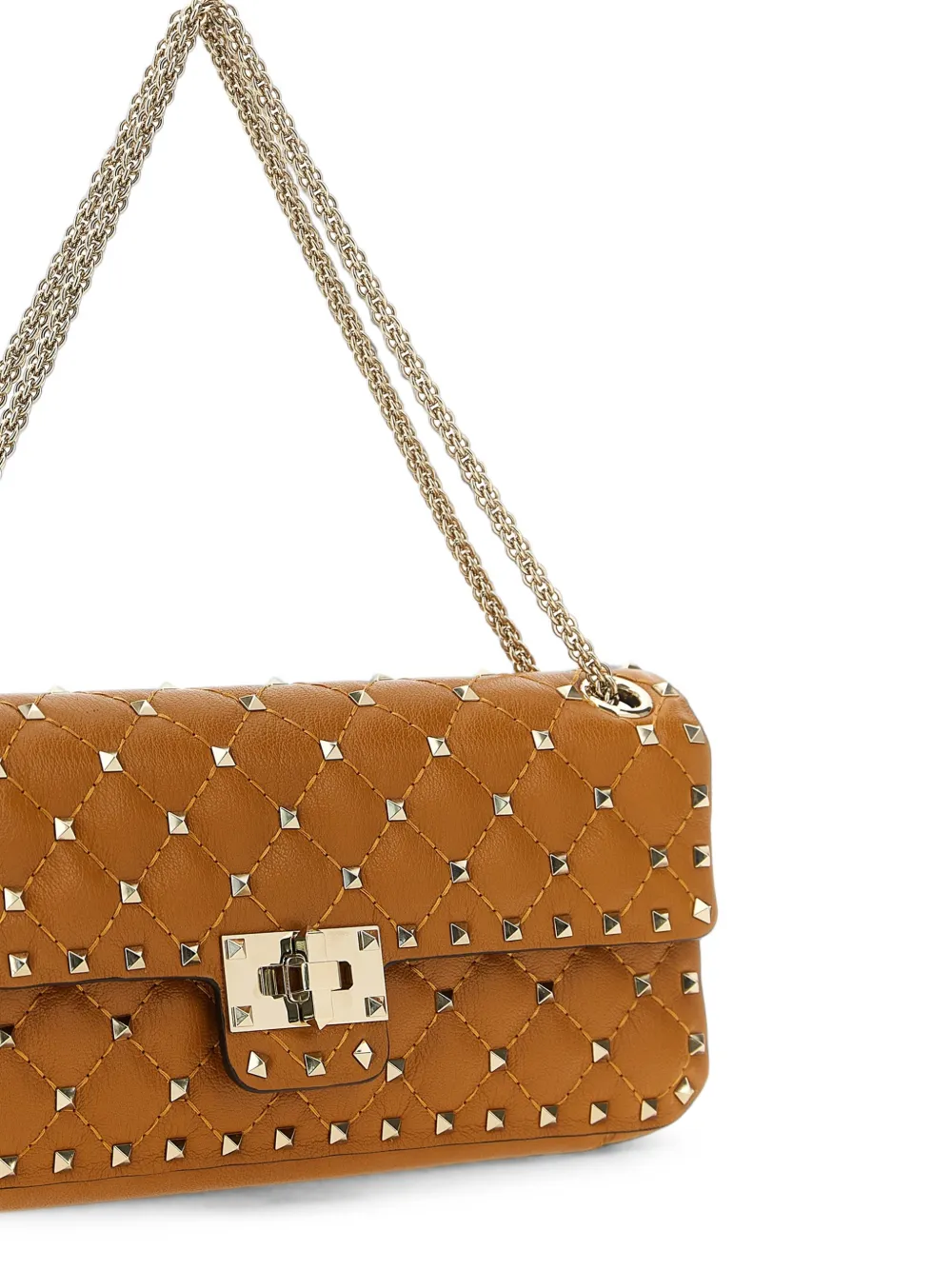 Valentino Garavani Medium Rockstud Spike gewatteerde schoudertas Oranje
