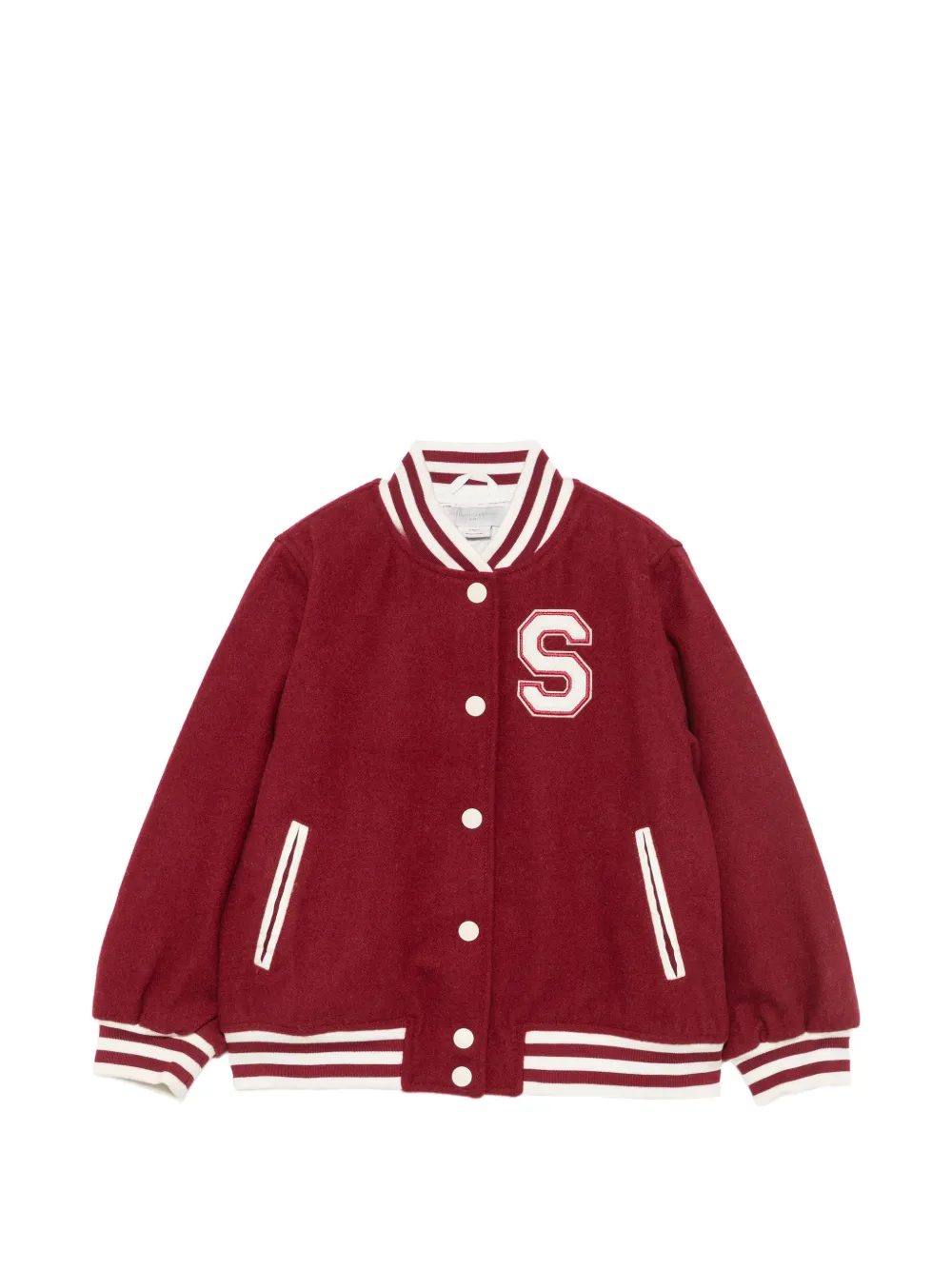Stella McCartney Kids logo-patch varsity jacket - Rosso