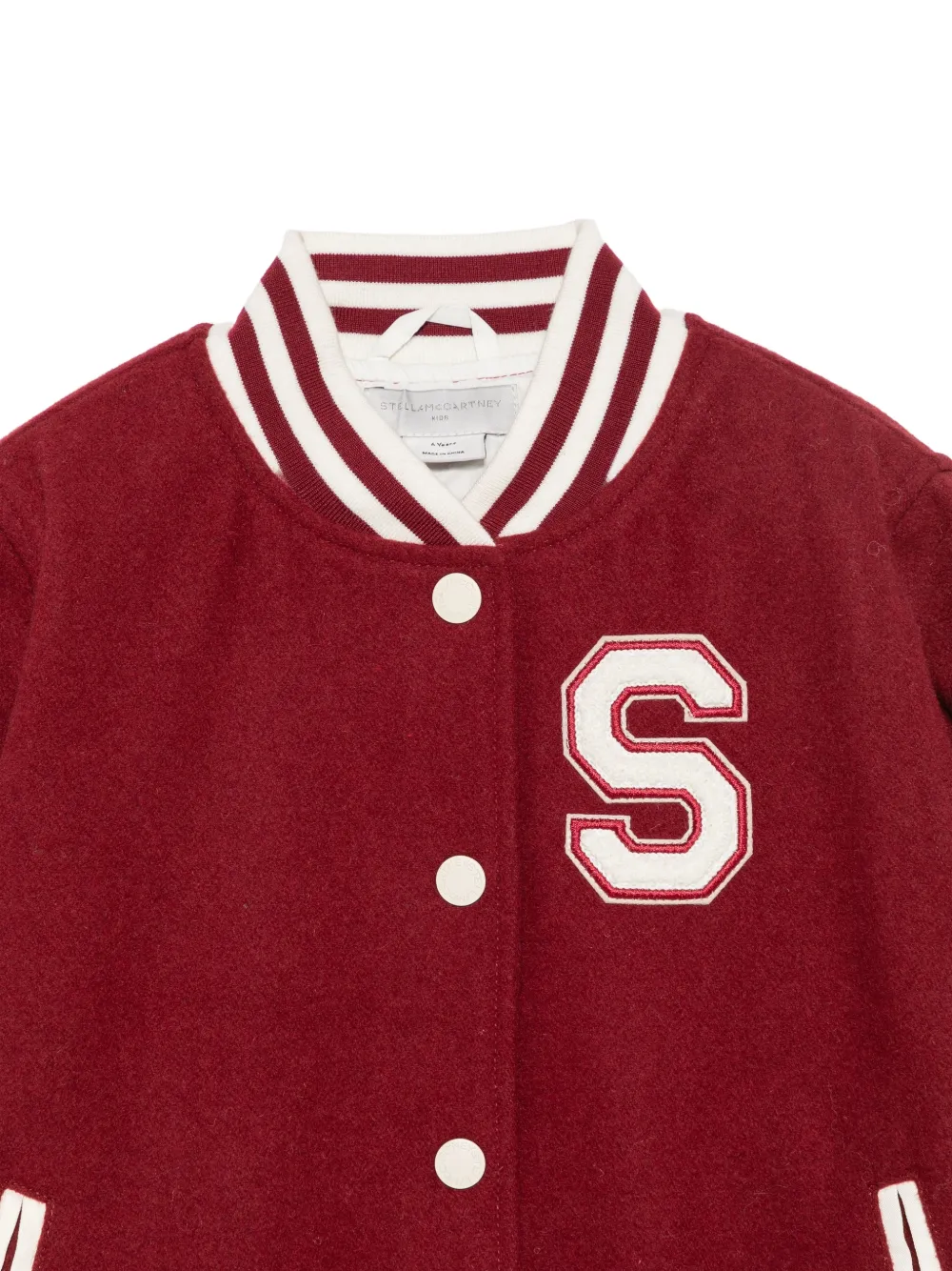 Stella McCartney Kids logo-patch varsity jacket Rood