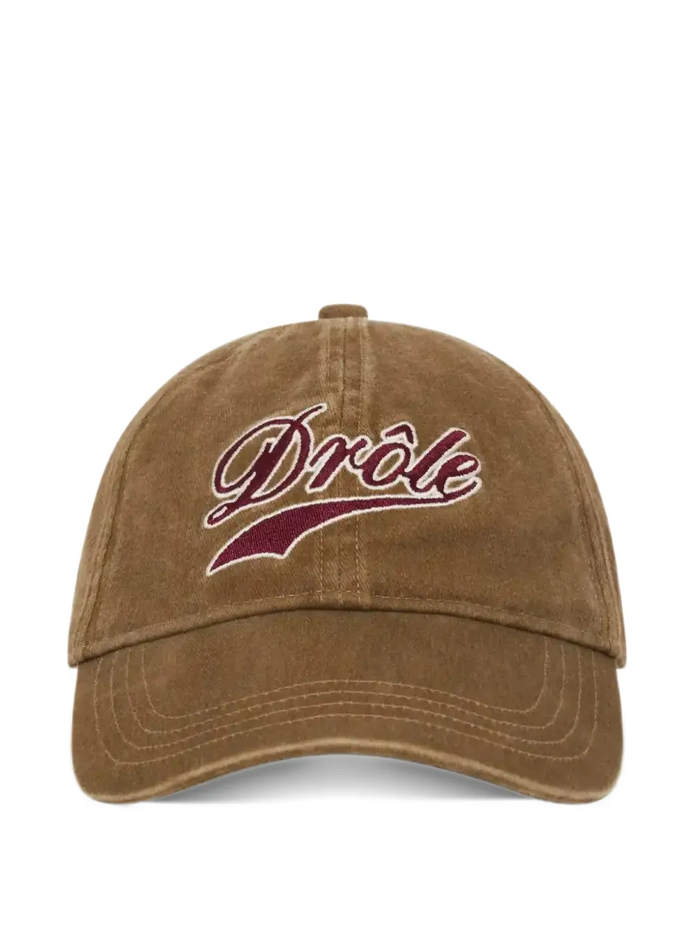 Drôle De Monsieur Honkbalpet met geborduurd logo Bruin