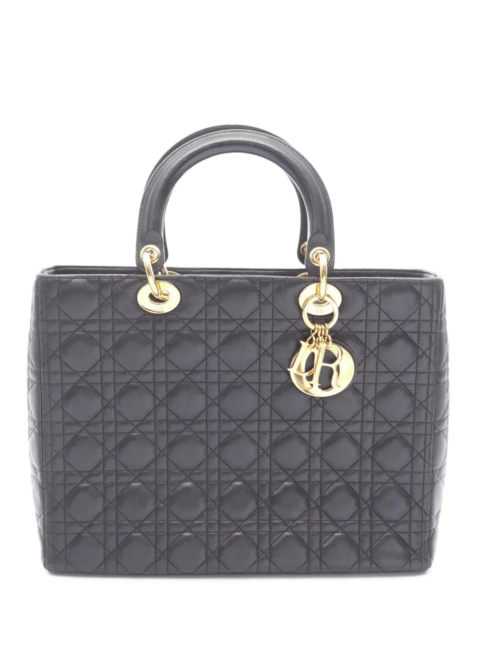 Christian Dior Pre-Owned 1990-2026 Large Lambskin Cannage Lady Dior satchel - Nero