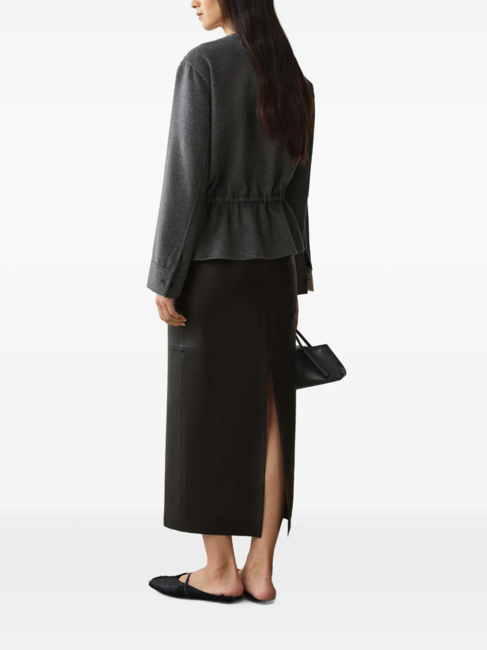 Less Cropped Drawstring Jacket In Gray