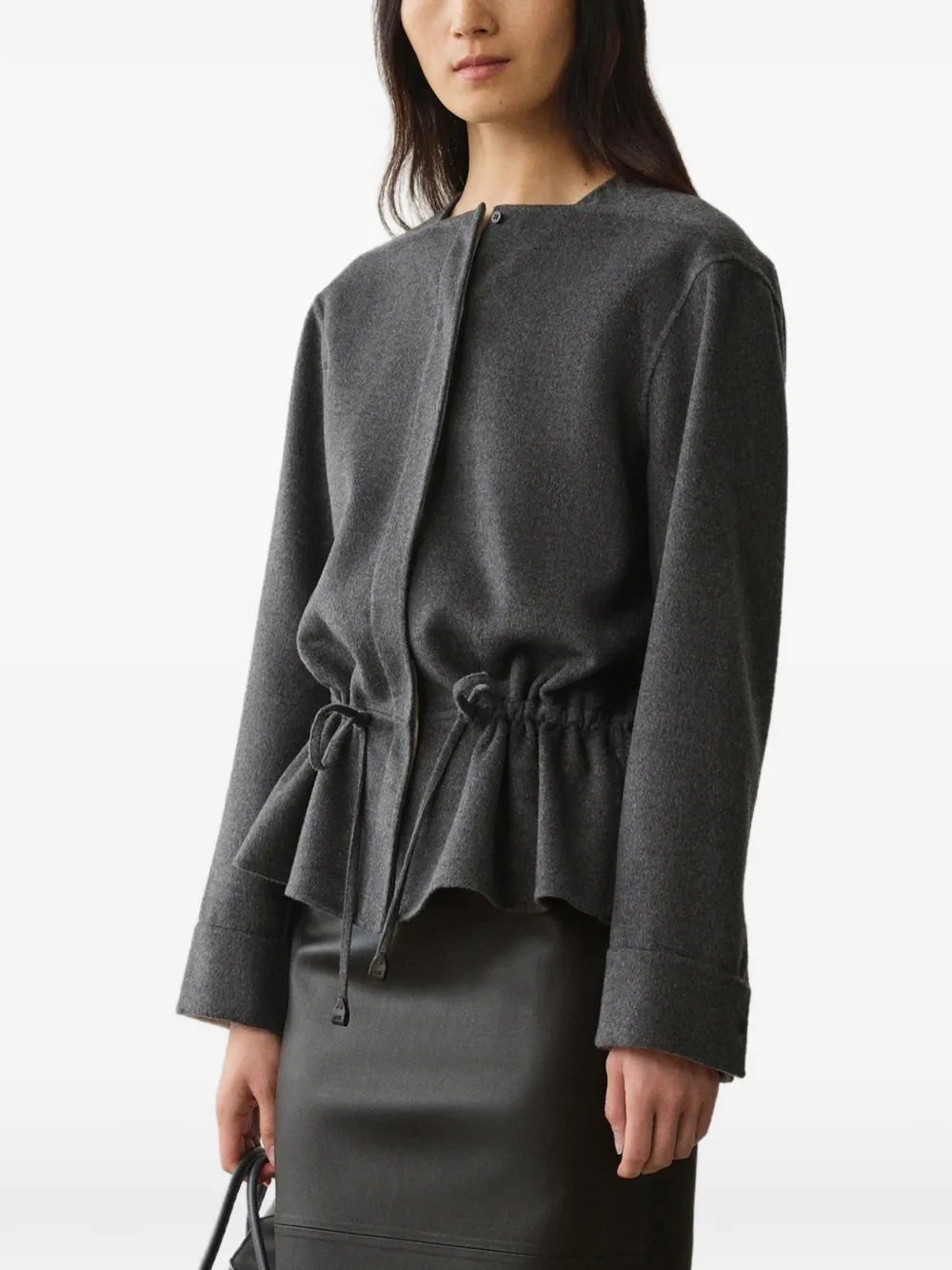 Less Cropped Drawstring Jacket In Grey