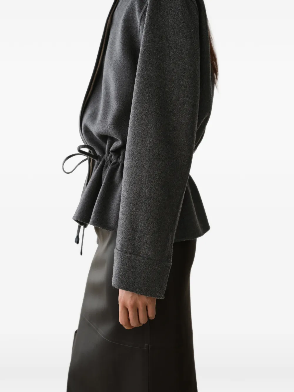 Less Cropped Drawstring Jacket In Gray