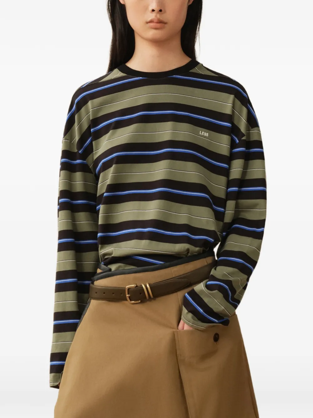 Less Stripe-print Long-sleeve T-shirt In Green