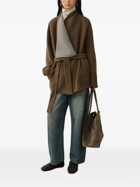 LESS asymmetric-collar belted coat