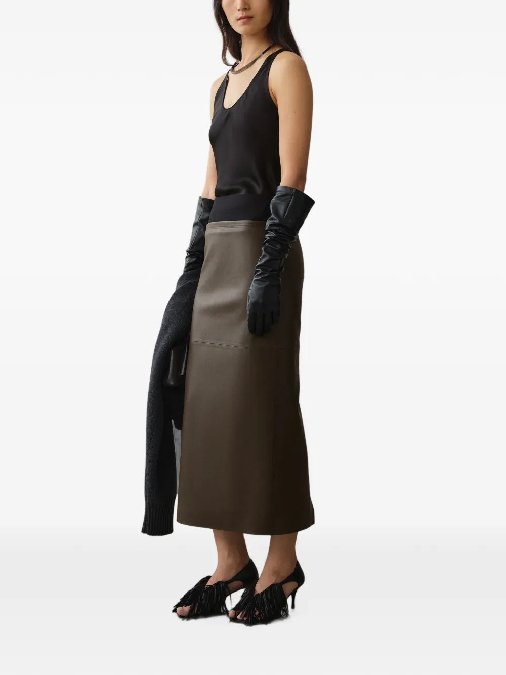 Less Panelled Maxi Skirt In Brown