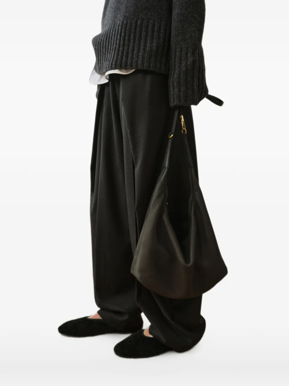 LESS Ruimvallende broek met barrelpijpen Grijs