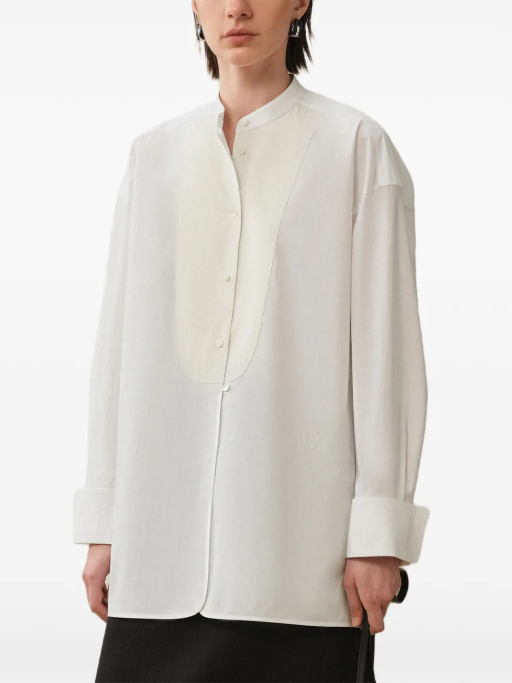 Less Bib-panel Oversized Shirt In White