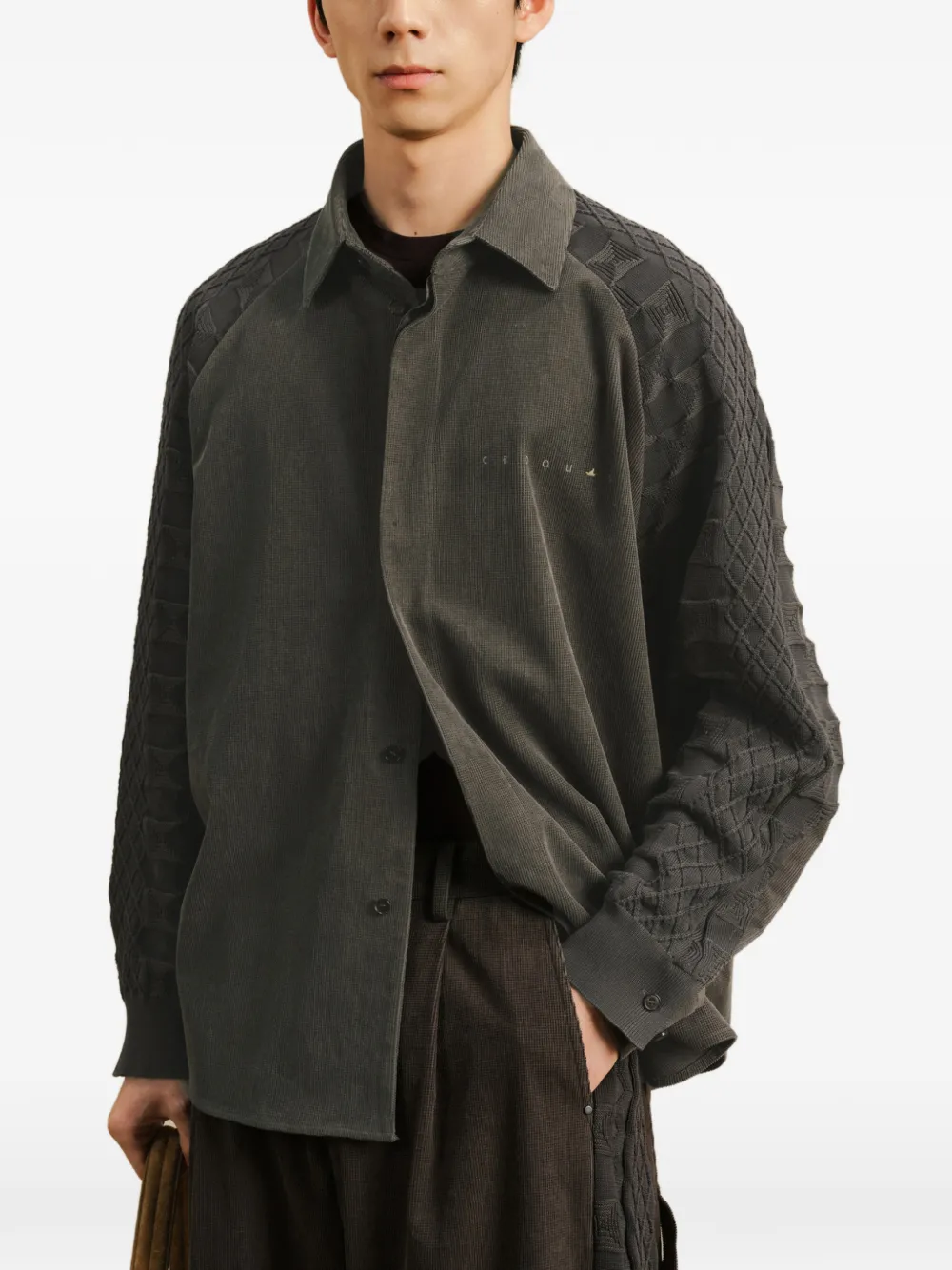 CROQUIS Shirtjack met raglan mouwen en vlakken Grijs
