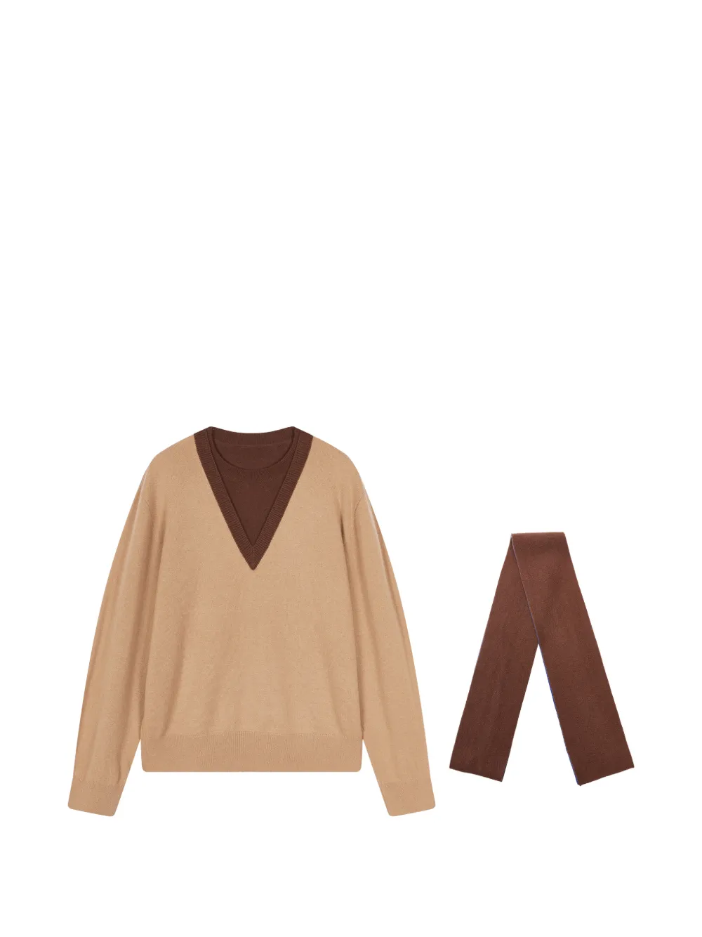 CROQUIS V-neck scarf-detail sweater (set of two)