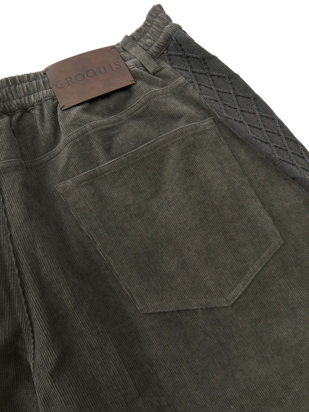 CROQUIS Ribfluwelen broek met wijde pijpen en vlakken Grijs