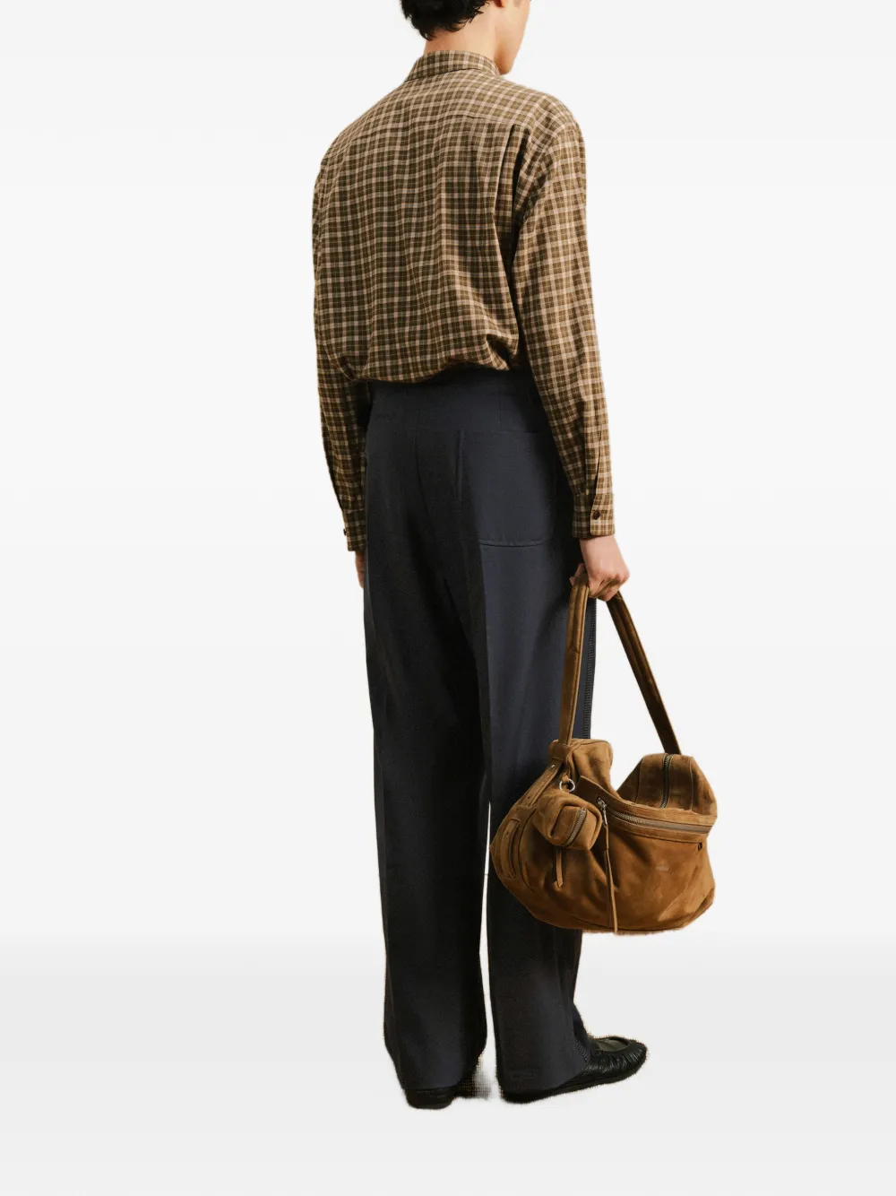 CROQUIS Straight broek met zijstreep en gesp Blauw