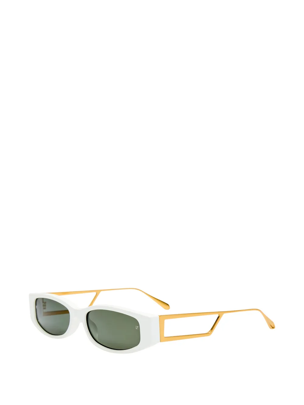 Linda Farrow Susie zonnebril met uitgesneden details en geometrisch montuur Wit