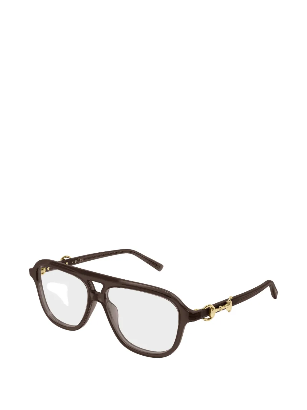 Gucci Eyewear Horsebit bril met piloten montuur Bruin