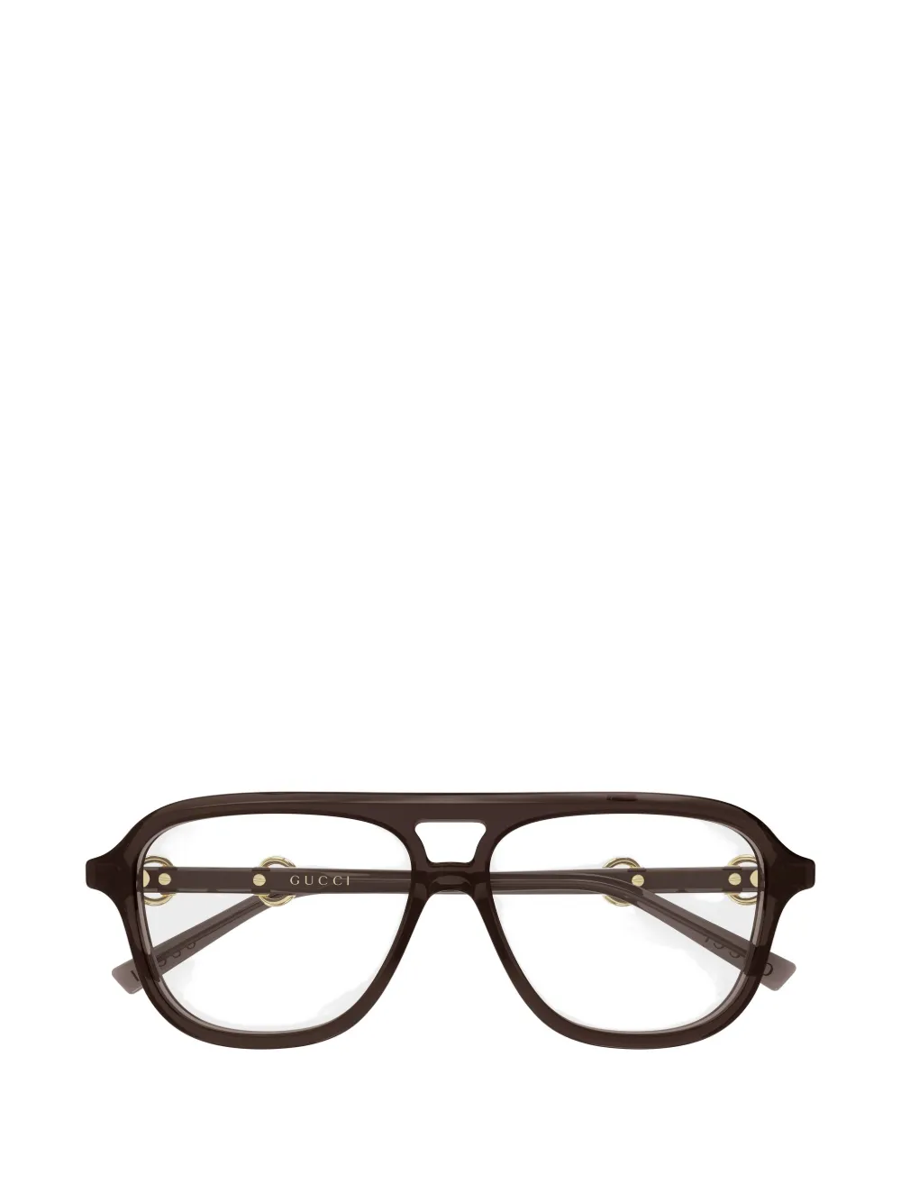 Gucci Eyewear horsebit pilot-frame glasses - Marrone