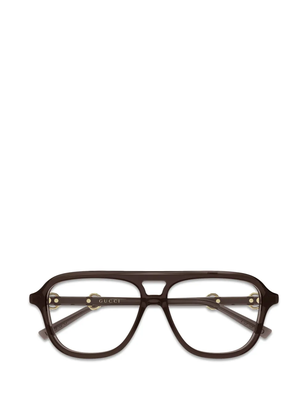 Gucci Eyewear lunettes de vue Horsebit à monture pilote - Marron Gucci Eyewear lunettes de vue Horsebit à monture pilote - Marron