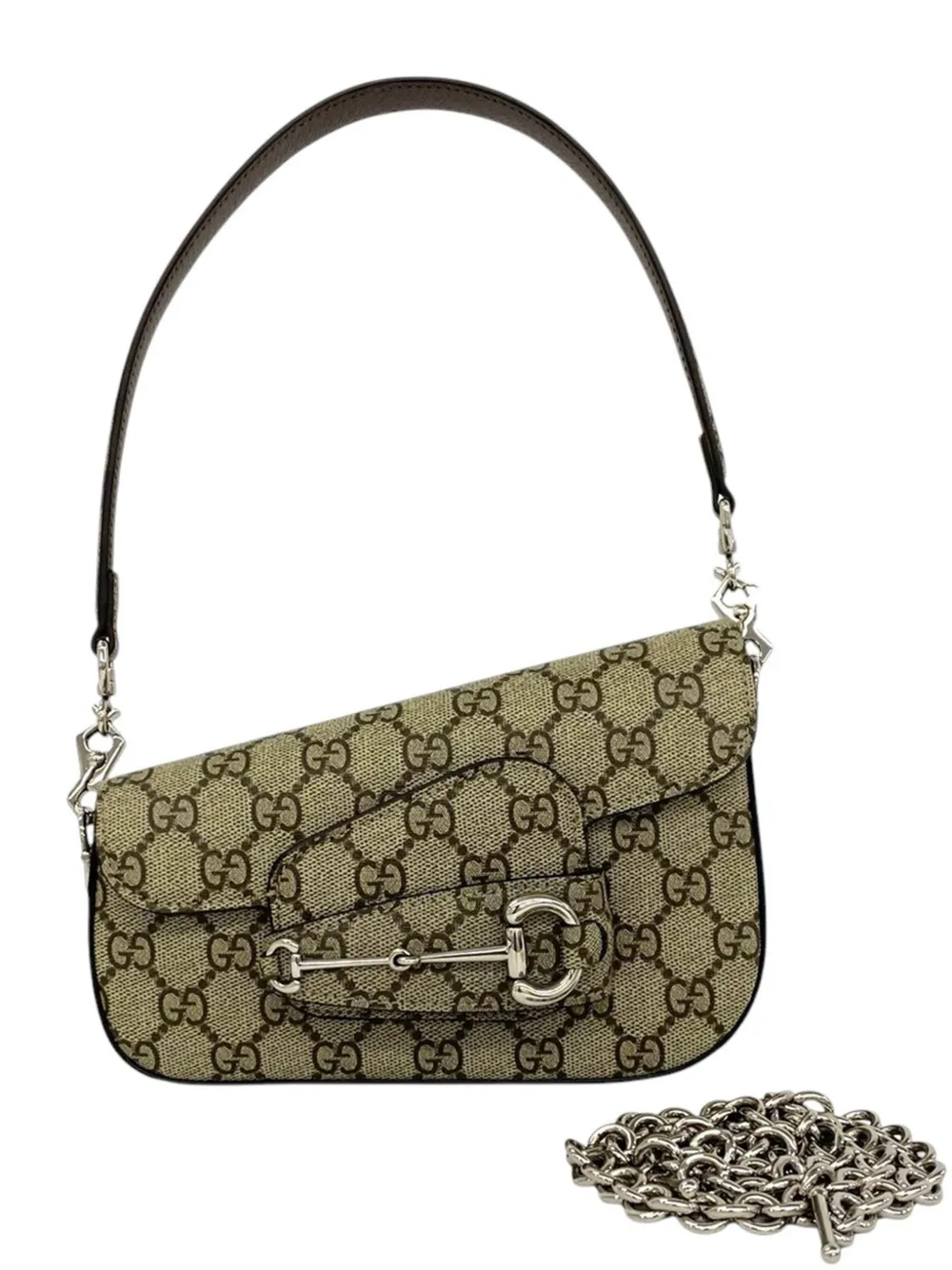 Gucci Pre-Owned 2016-2026 Mini GG Supreme Asymmetric Horsebit 1955 Shoulder Bag satchel - Neutrals