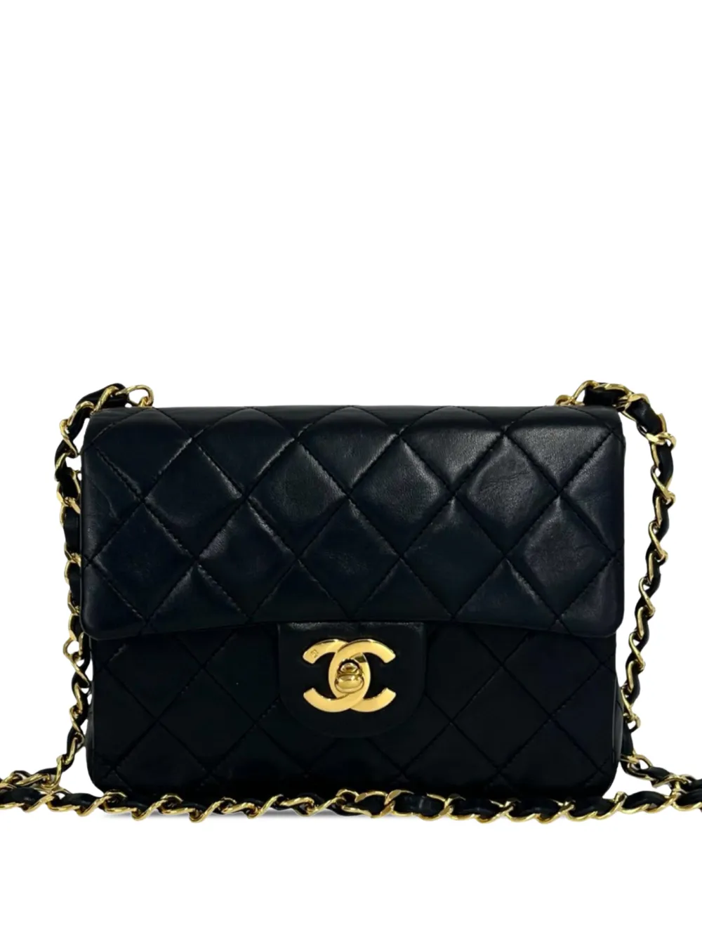 CHANEL Pre-Owned 1989-1991 Mini Square Classic Lambskin Single Flap crossbody bag - Nero