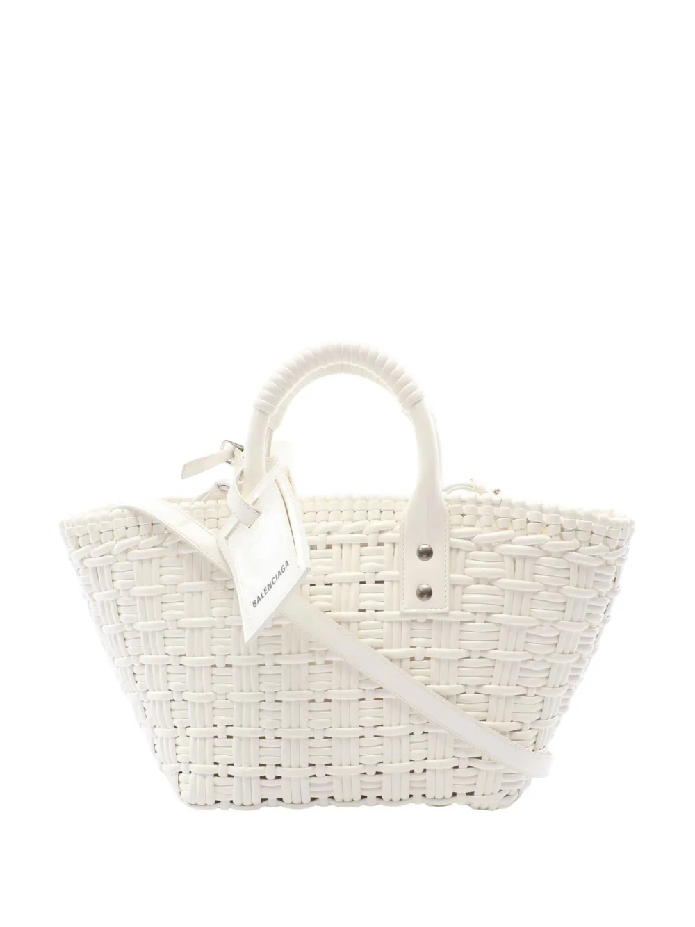 Balenciaga Pre-Owned 2018-2026 Faux Leather Bistro Panier XS satchel - Bianco