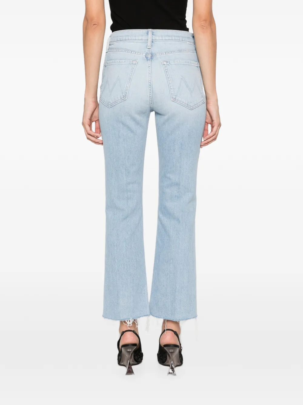 MOTHER The Tripper Flood Fray raw-cut light-wash jeans Blauw