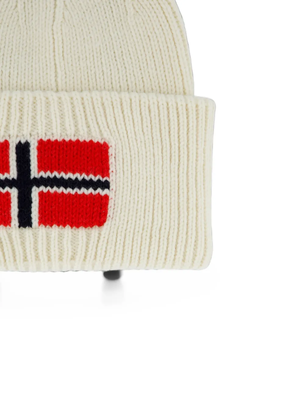 Napapijri Evei flag-intarsia ribbed beanie hat Beige