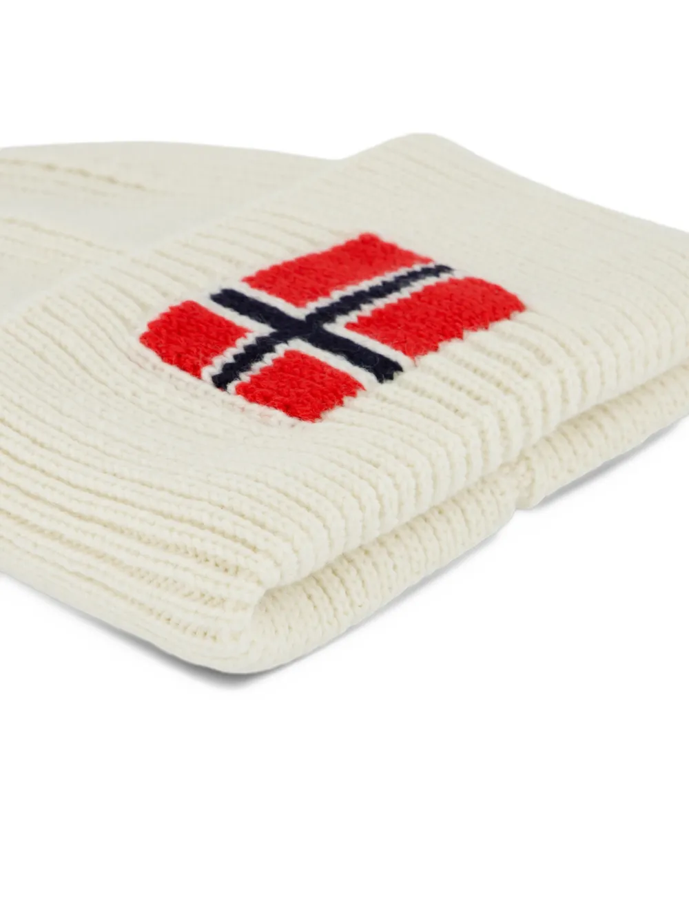 Napapijri Evei flag-intarsia ribbed beanie hat Beige