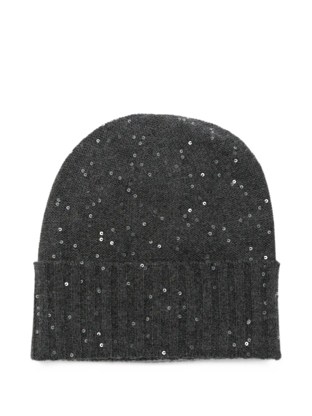 Lorena Antoniazzi sequin-embellished ribbed-knit beanie hat Grijs