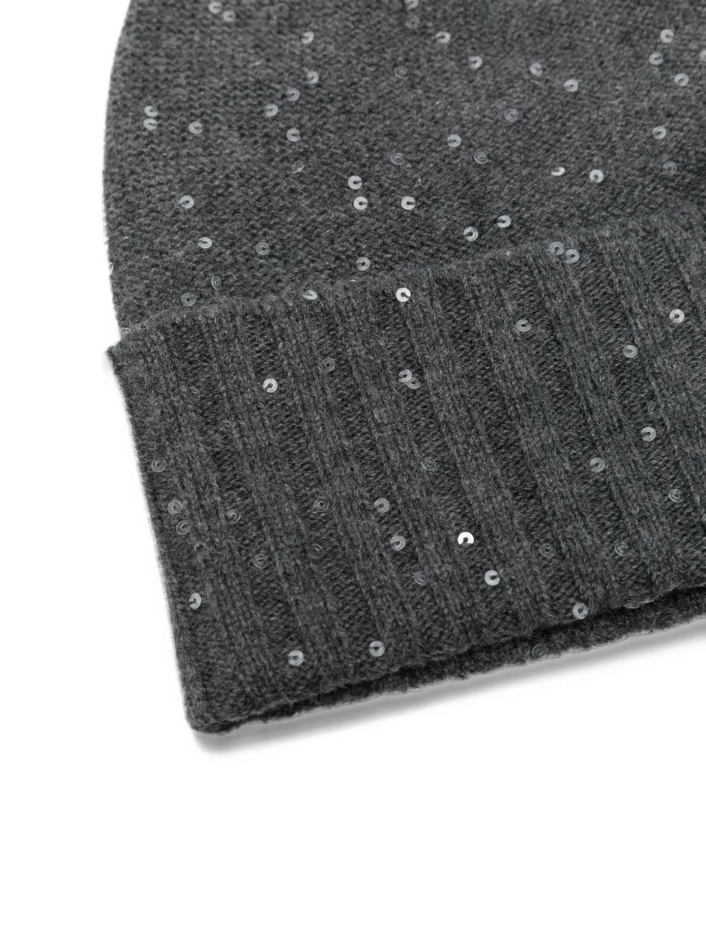 Lorena Antoniazzi sequin-embellished ribbed-knit beanie hat Grijs